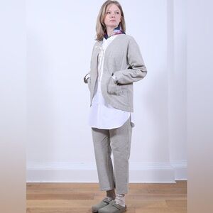 Engineered Garments STK Pant in Navy/Natural Cotton Seersucker